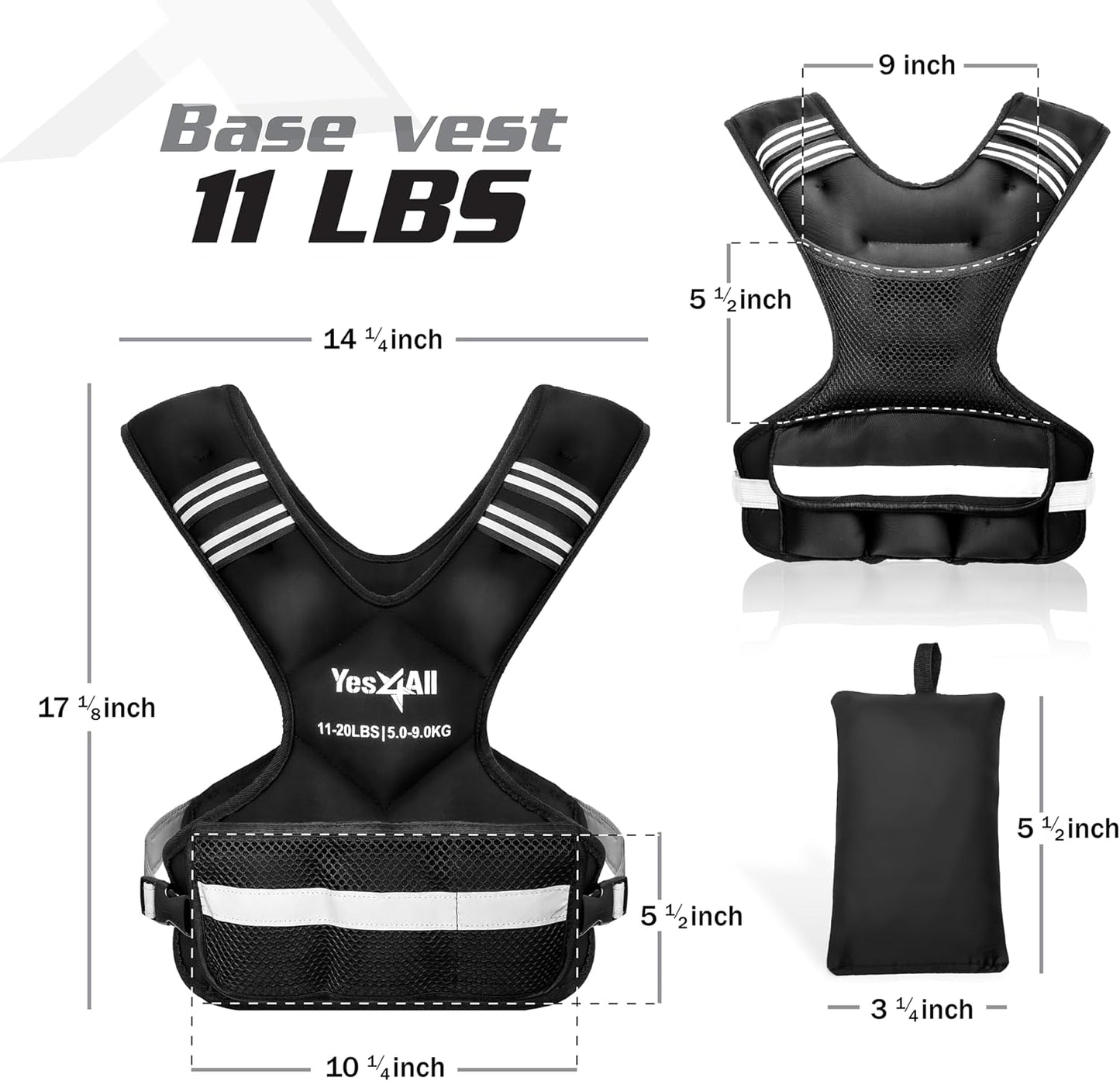Chaleco peso ajustable 11-32lb entrenamiento fuerza