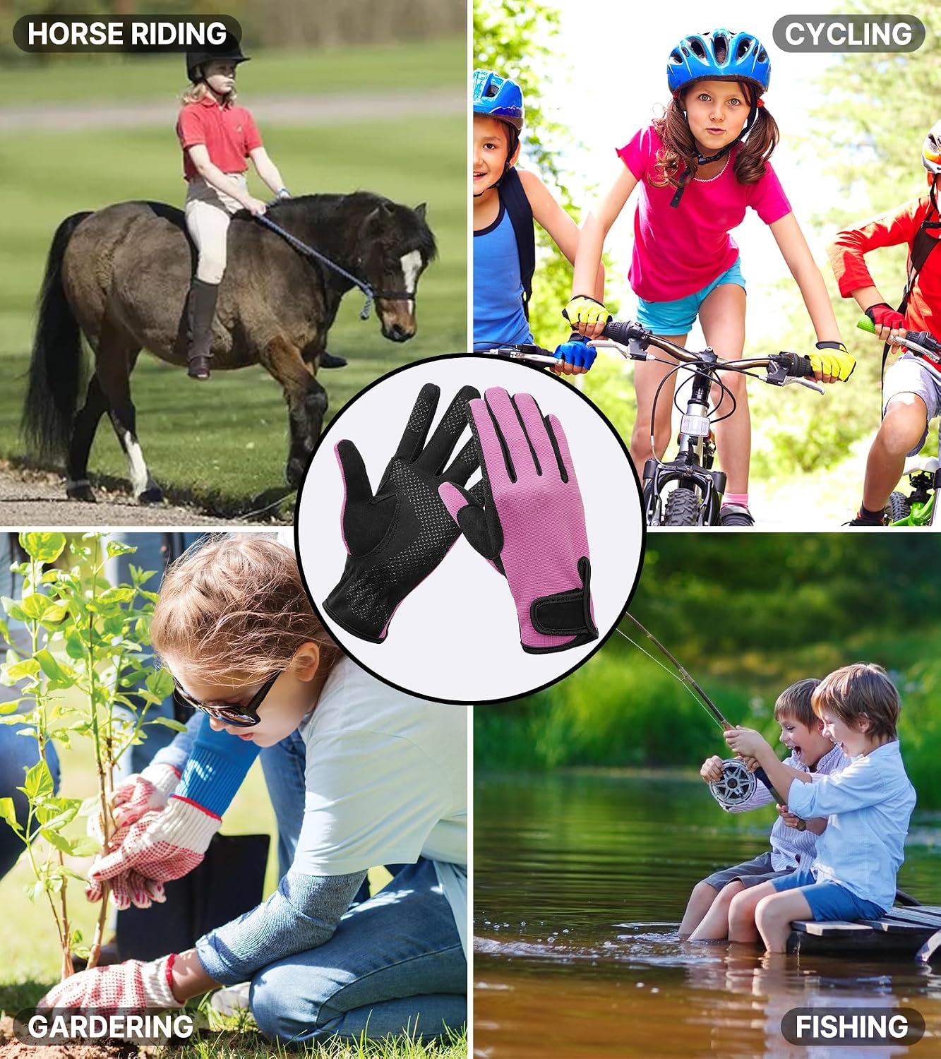 Guantes equitación niños anti resbalamiento ciclismo jardinería