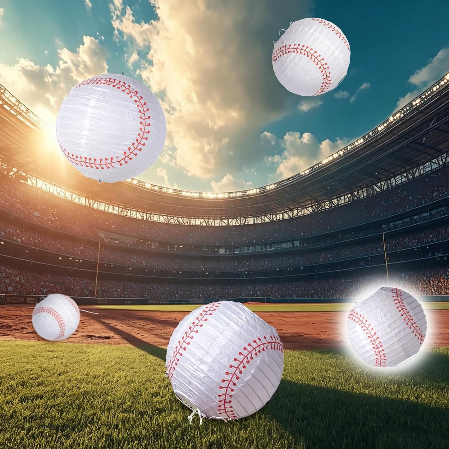 Faroles papel béisbol 8pulg fiesta equipo 3 Pzas