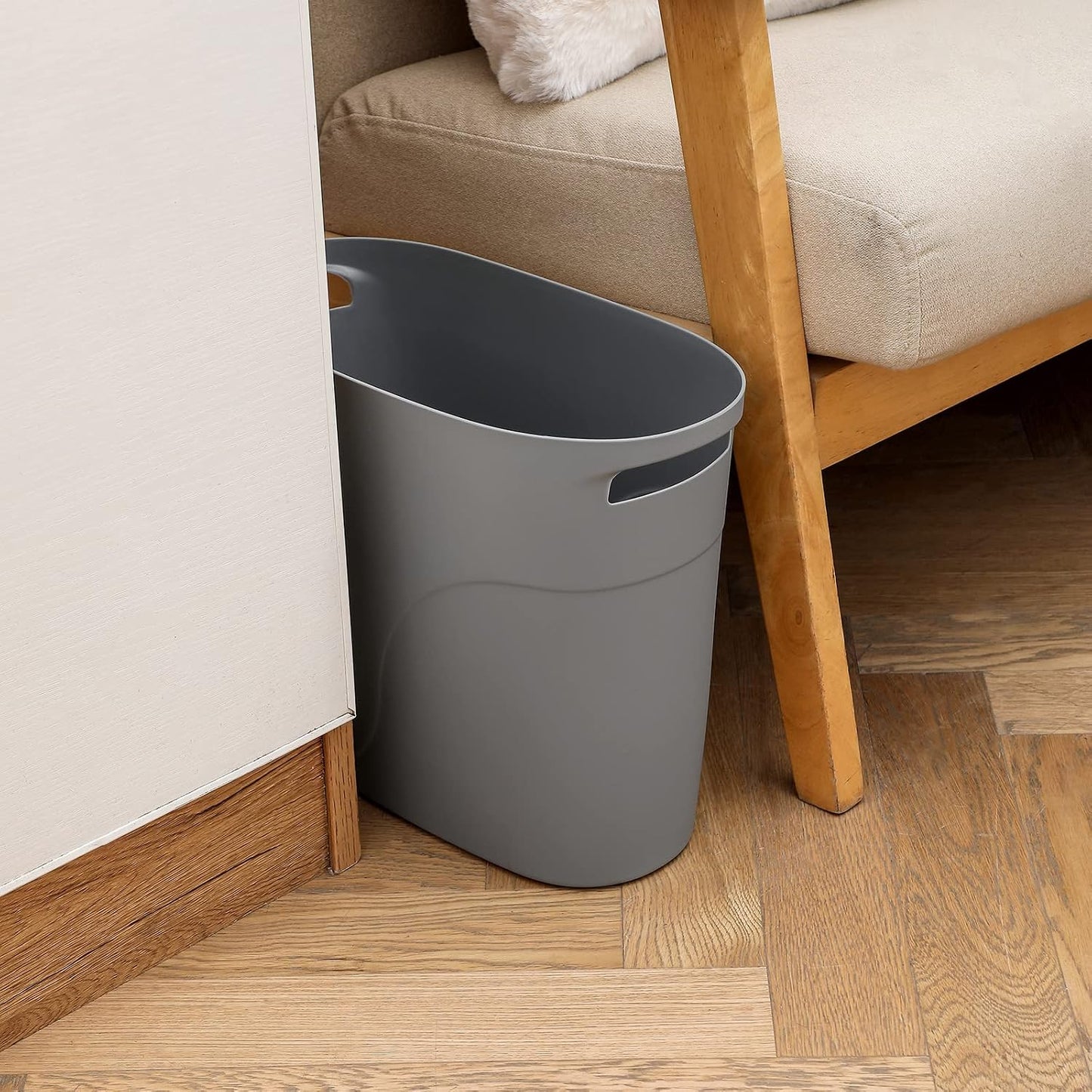 Cubo basura plástico delgado 3.2gal gris pack 2