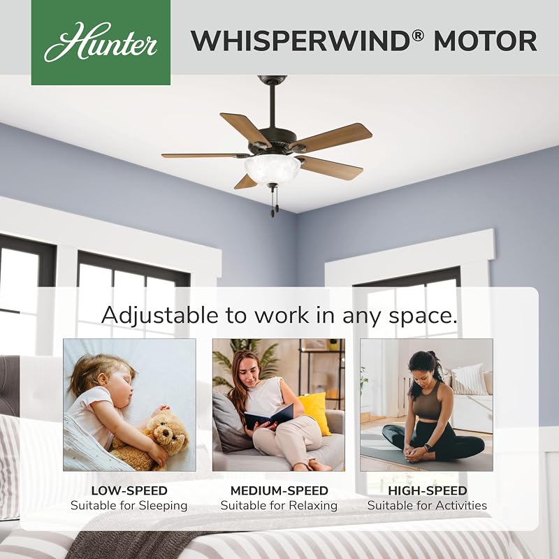 Ventilador techo 44" luz LED color bronce 5 cuchillas