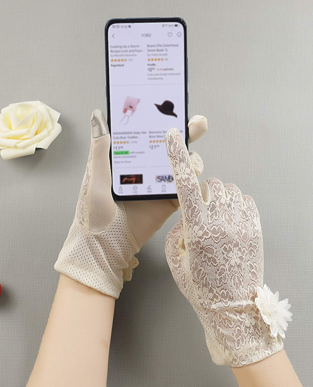 Guantes conducción antideslizantes UV mujer verano