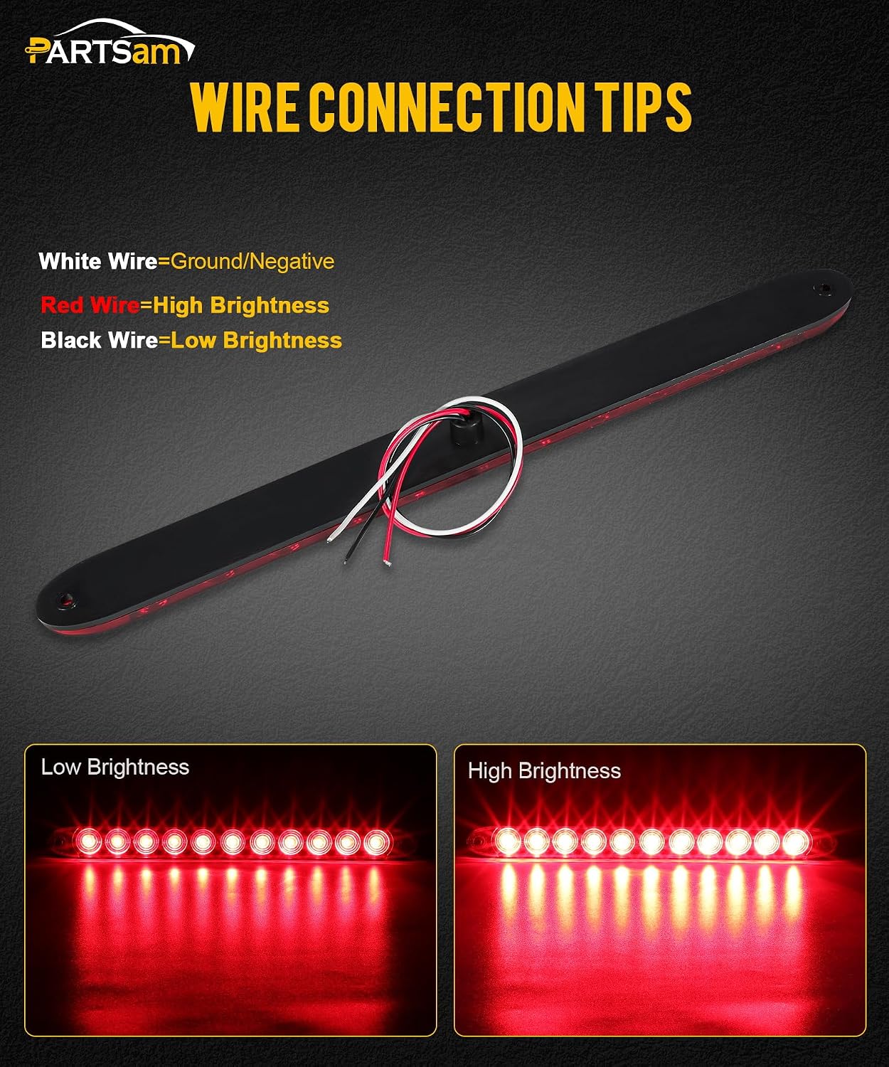 4 Barras Luz Freno Rojas 15pulg 11LED Camión