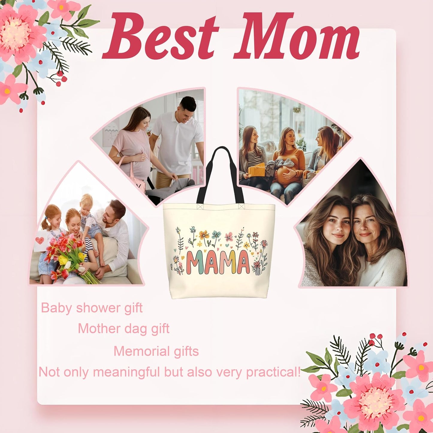 Bolsa mano para mamá con cremallera reutilizable
