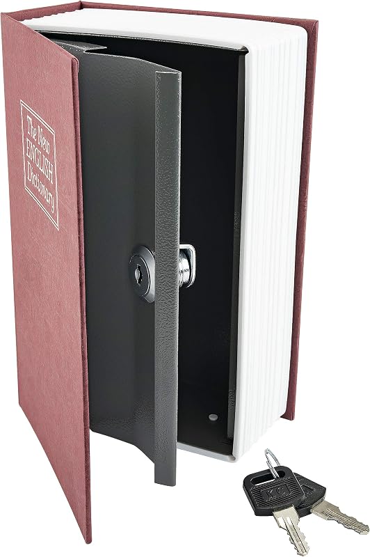 Caja fuerte roja con libro diccionario inglés
