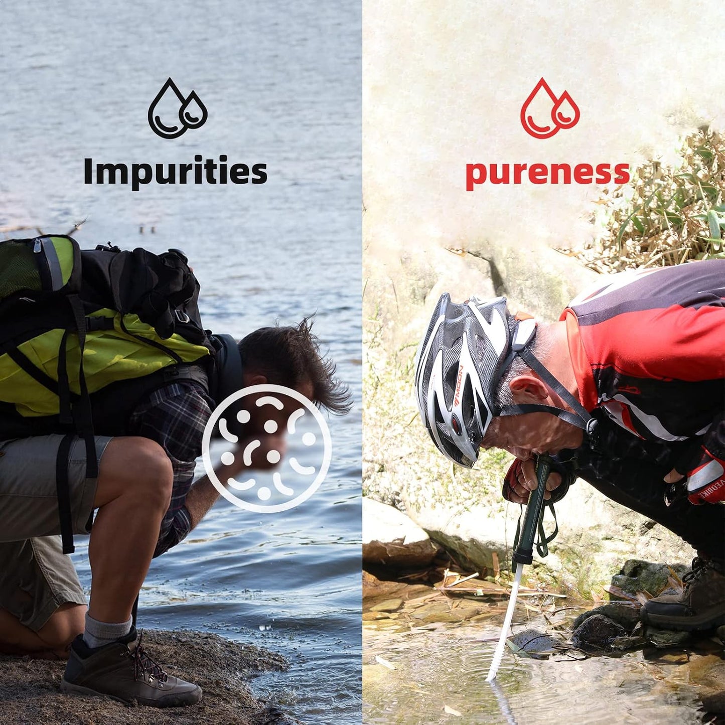 2 Popotes Filtro Agua 5 Etapas para Campamento