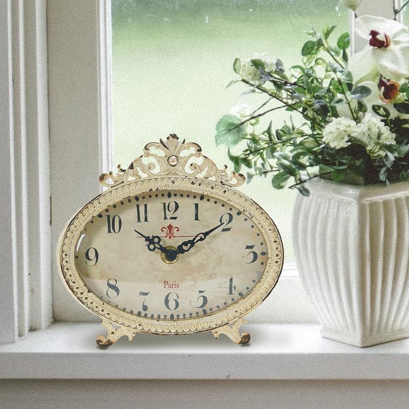 Reloj pared peltre envejecido color crema