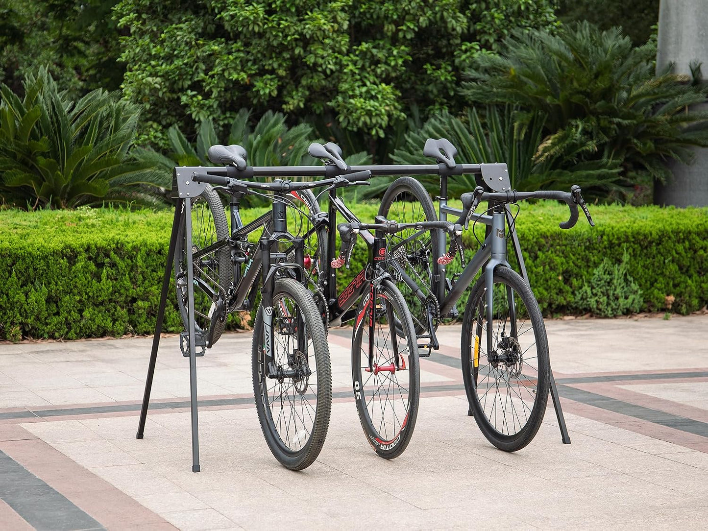 Soporte 3 bicicletas portátil interiores exteriores