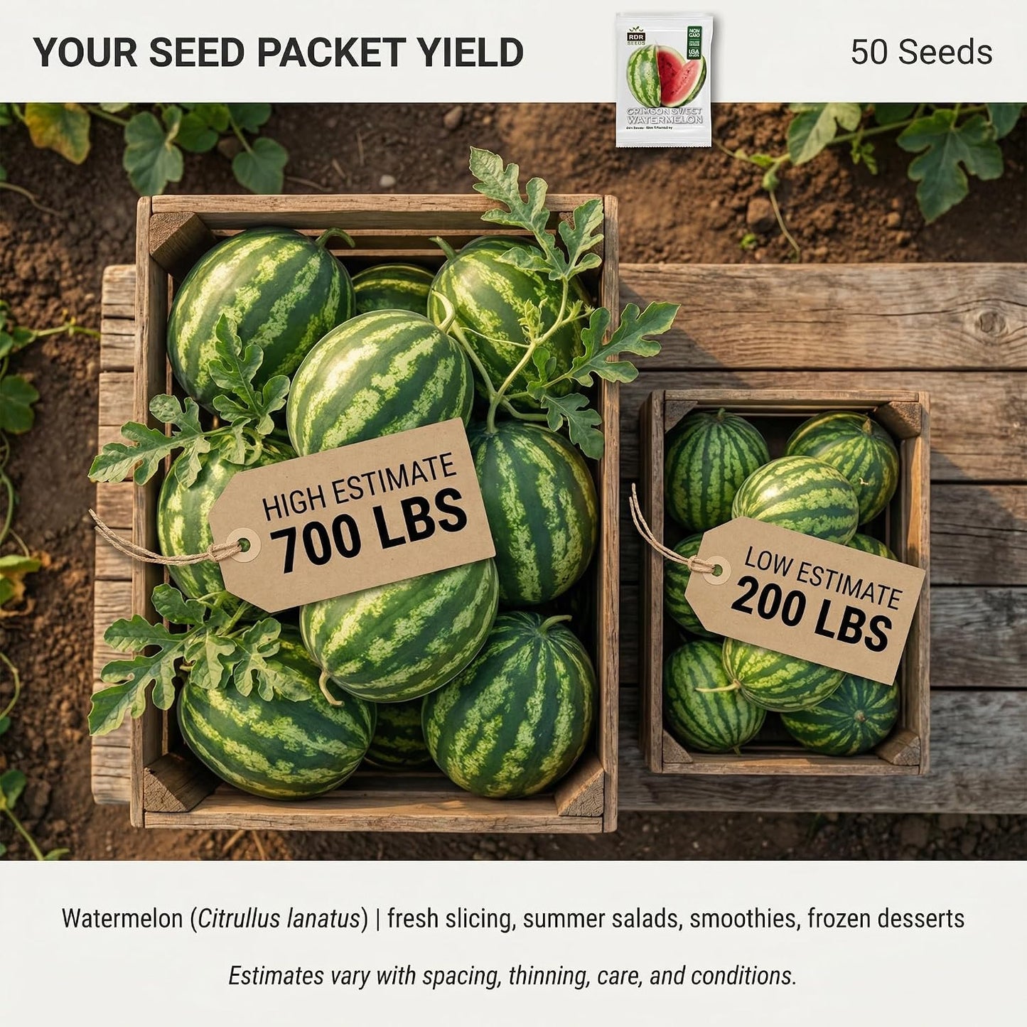 50 Semillas Sandía Crimson Sweet Cultivadas EE.UU.