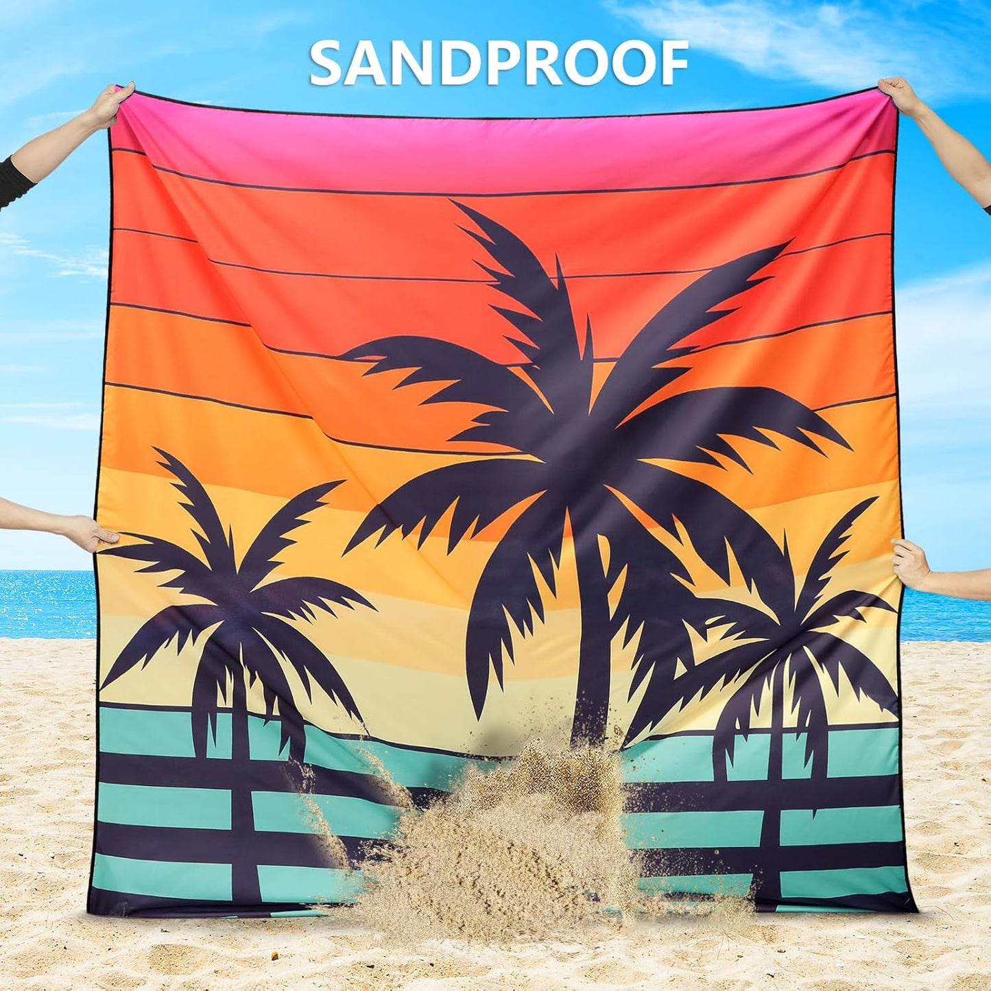 Manta playa impermeable 79x83pulg 120x108pulg para 1-8 adultos