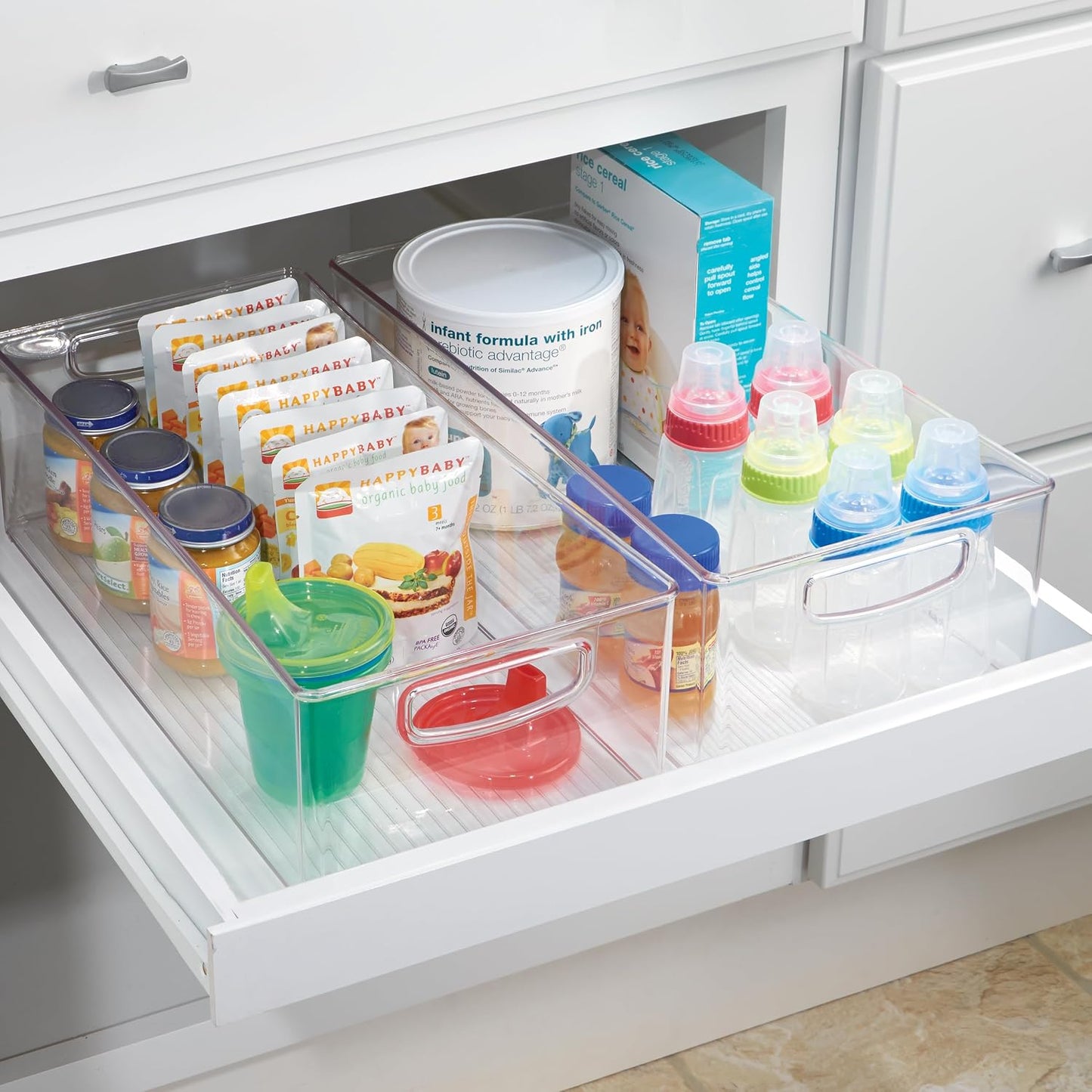 Contenedor apilable transparente para cocina y despensa