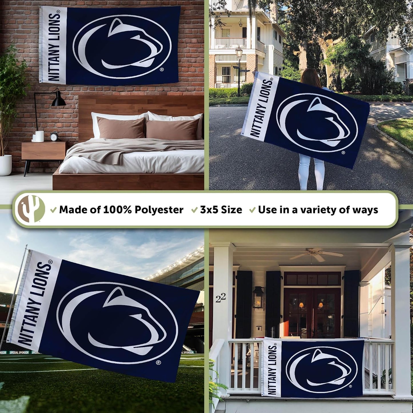 Bandera Penn State Nittany Lions 3x5pies 100% poliéster