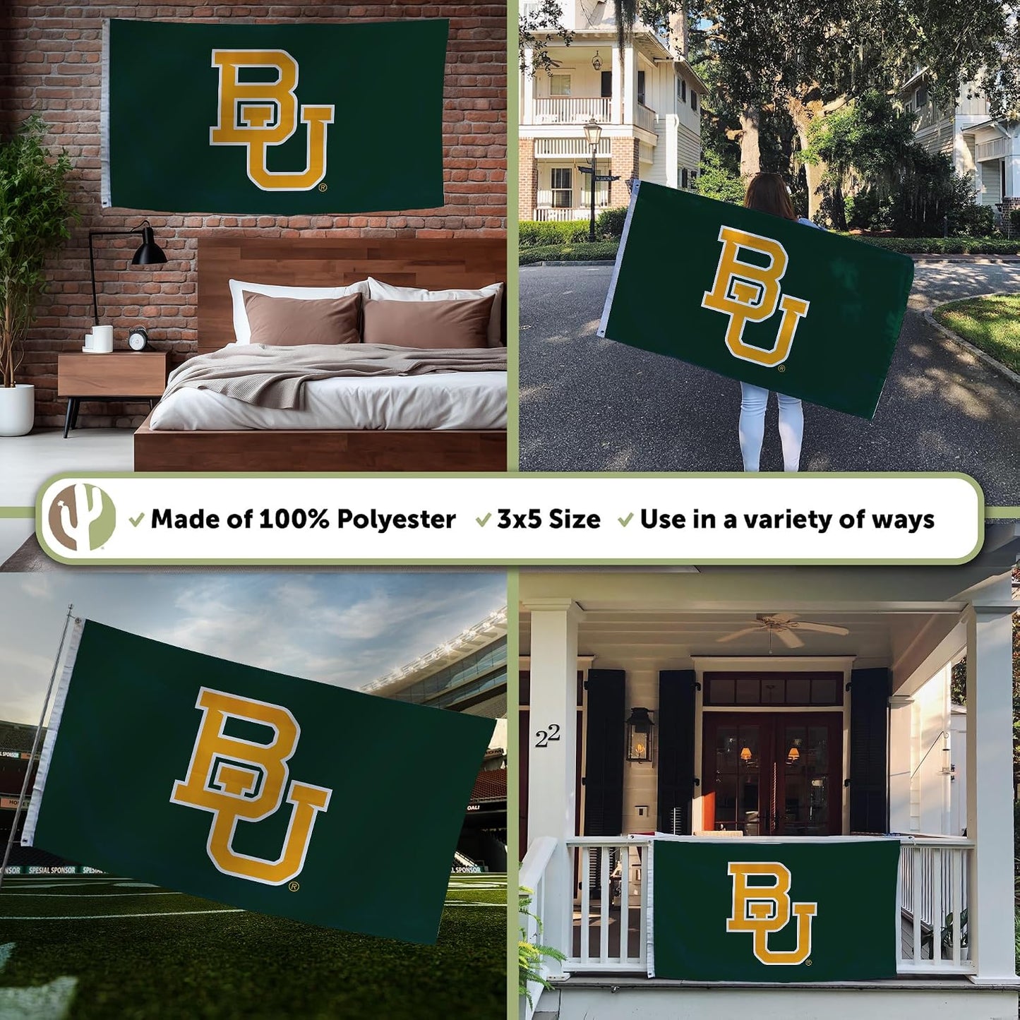 Bandera Baylor University 3x5ft tela poliéster duradera