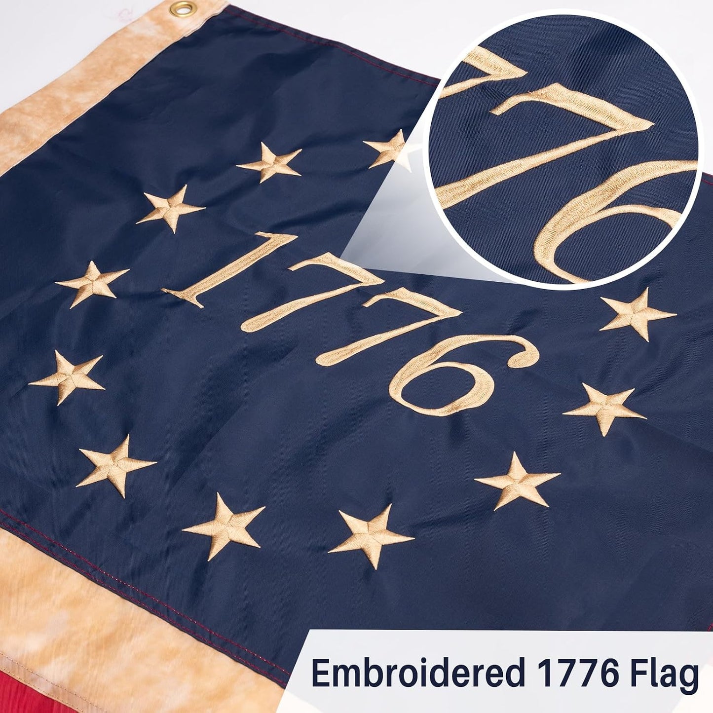 Bandera Betsy Ross 1776 3x5ft teñida con té vintage