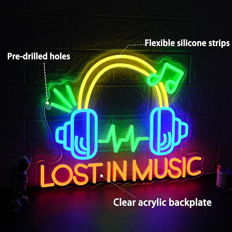 Letrero neón auriculares LED USB para dormitorio