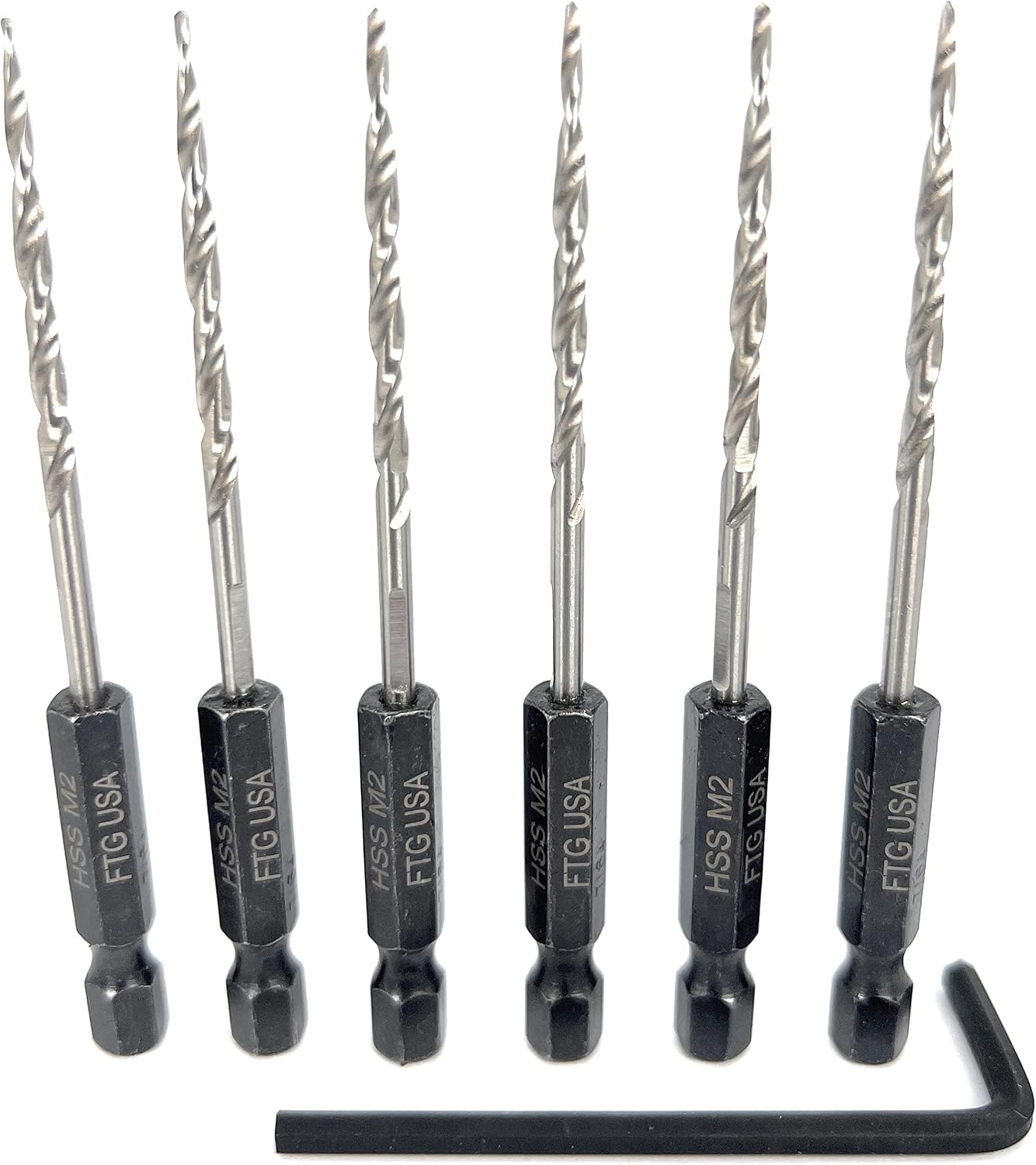 Set 6 brocas avellanadoras cónicas #4 7/64pulg