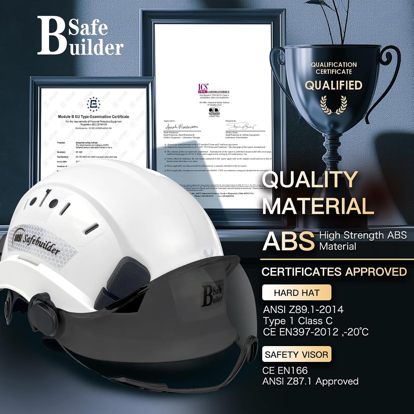 Casco seguridad construcción visera ABS ventilación ANSI