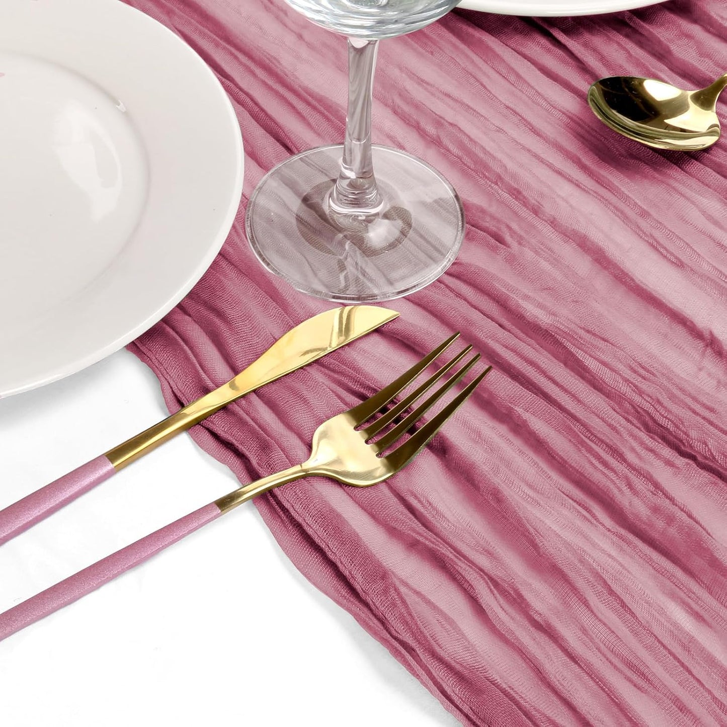 Mesa Tela Rosa Polvoriento 35x120pulg Gasas Bohemia