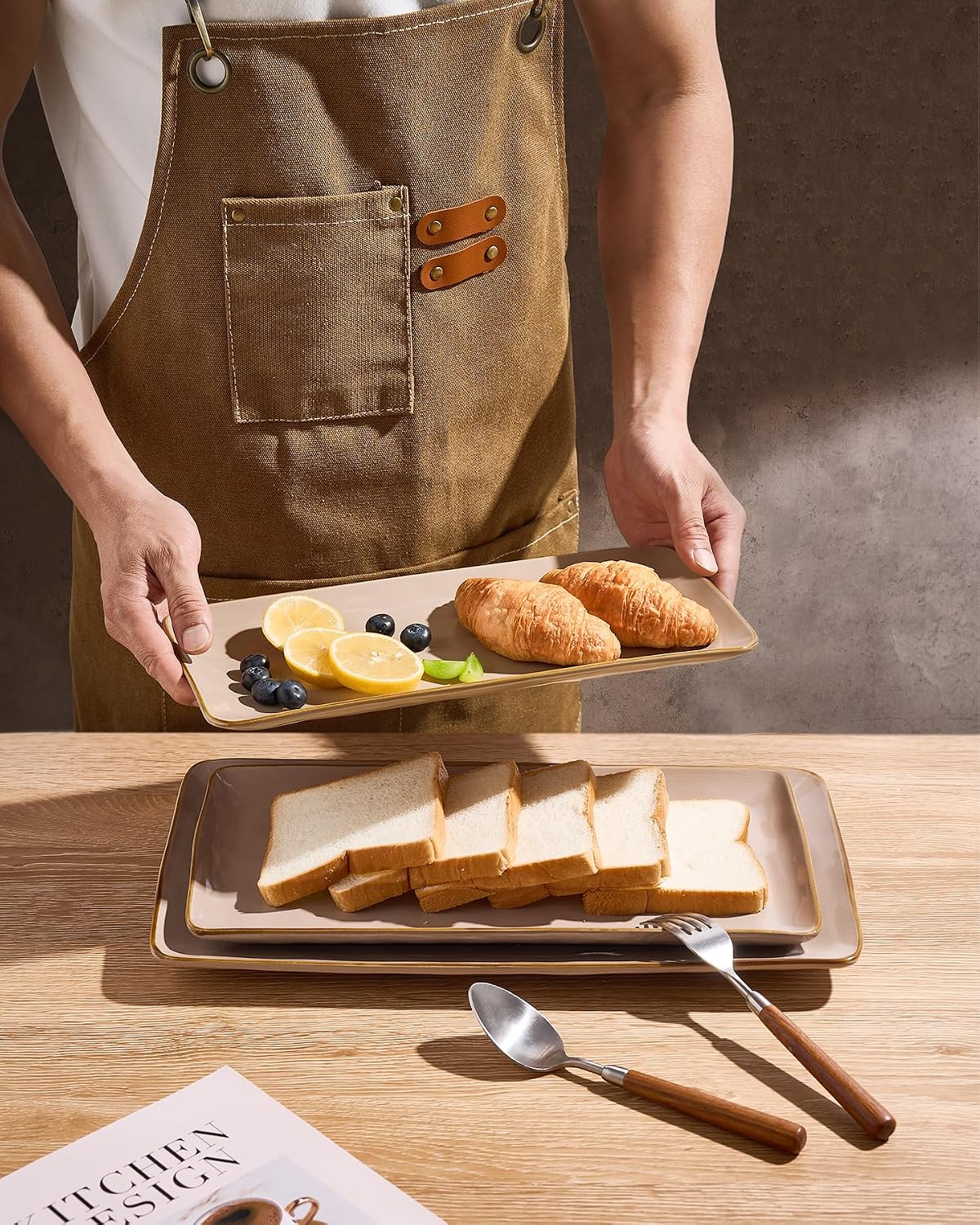 Plato servir rectangular stonware 15.67pulg para fiesta y