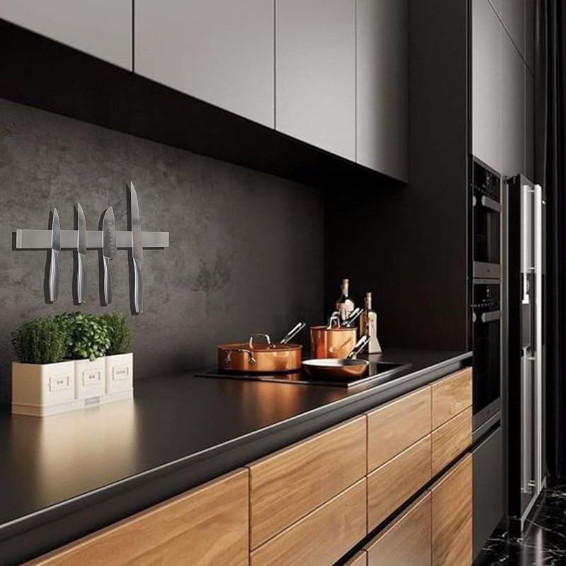 Tira magnética acero inox 17pulg sin perforaciones cocina