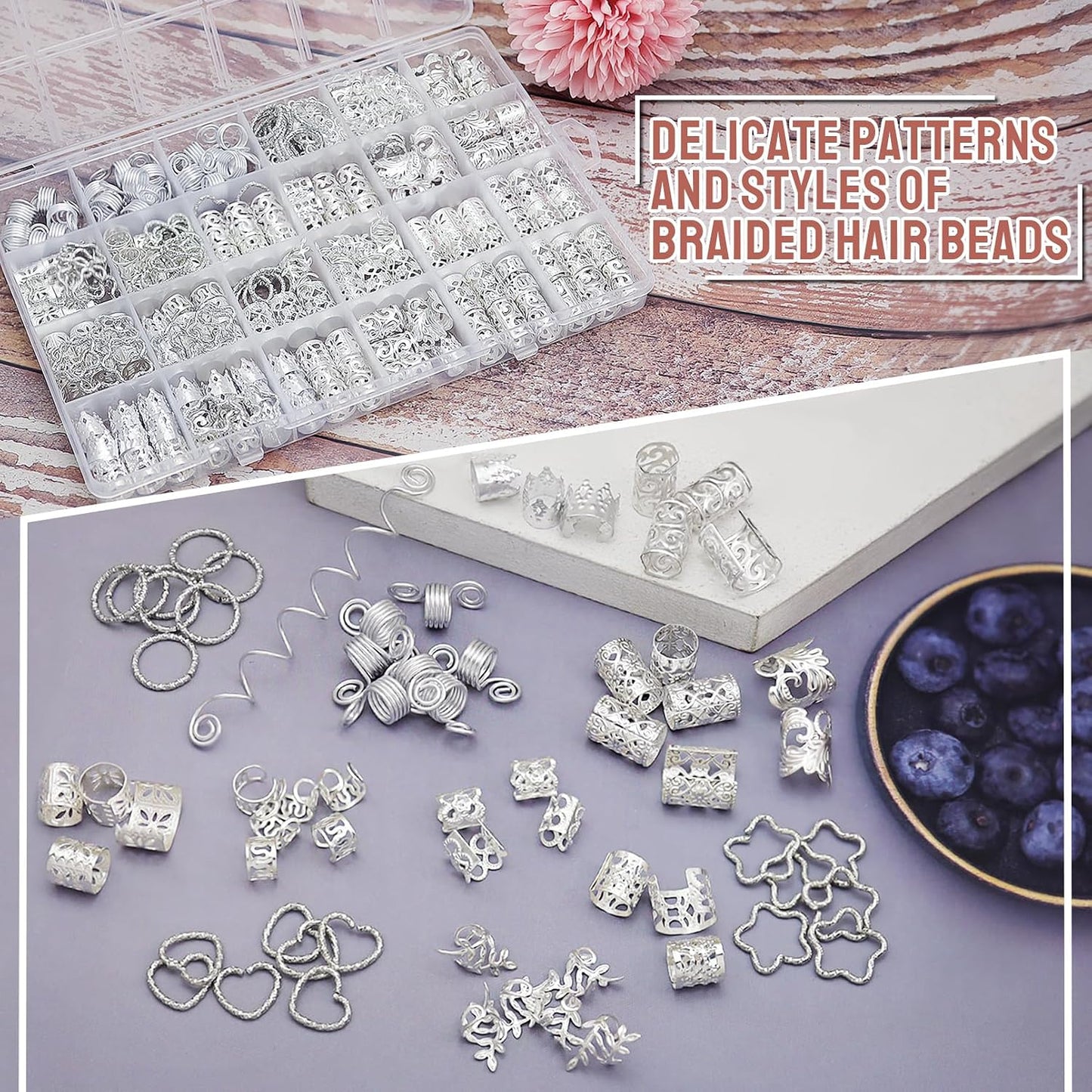260 Pzas Joyas Cabello Trenzas Loc Rave Clips Metálicos