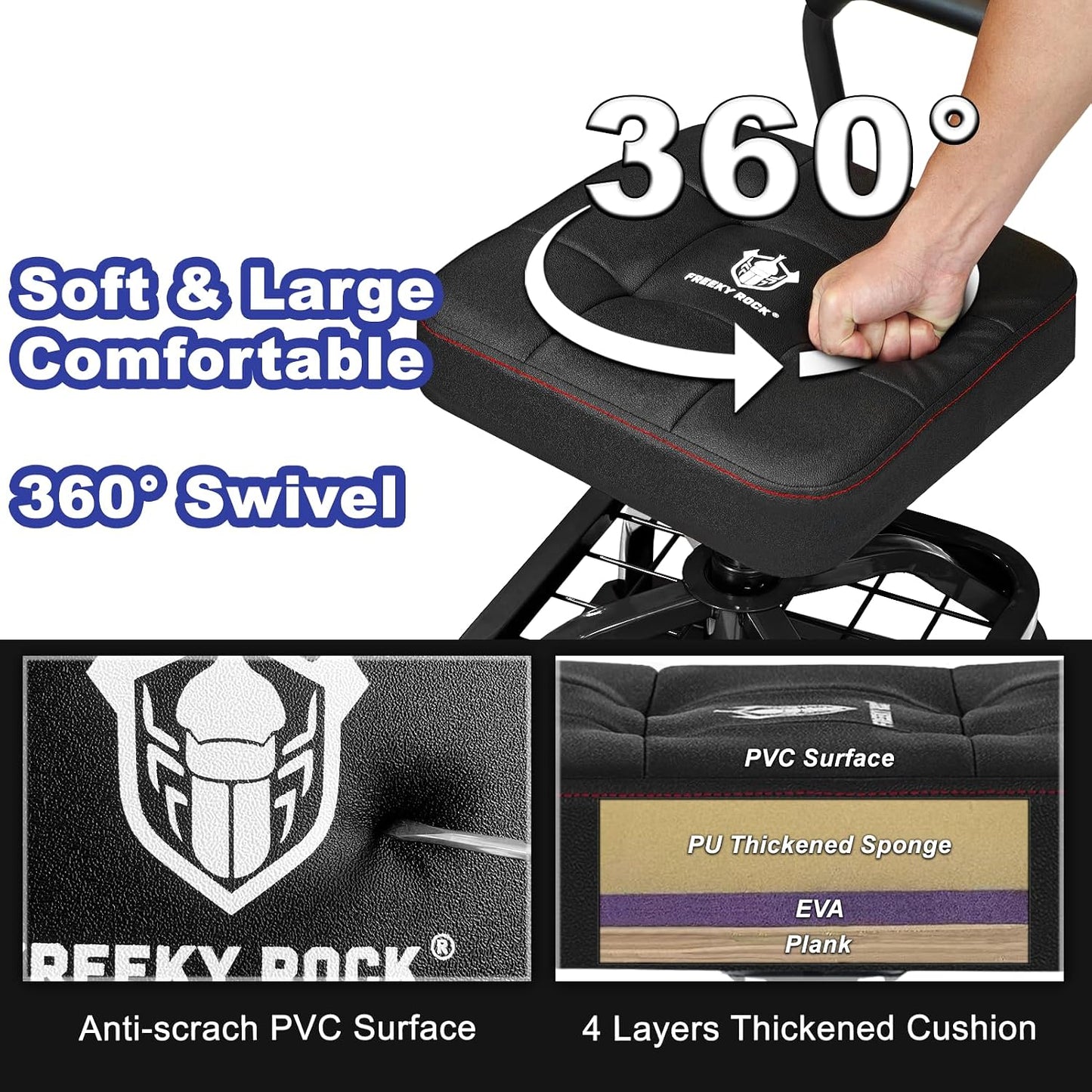 Taburete taller con ruedas ajustable negro 330lb