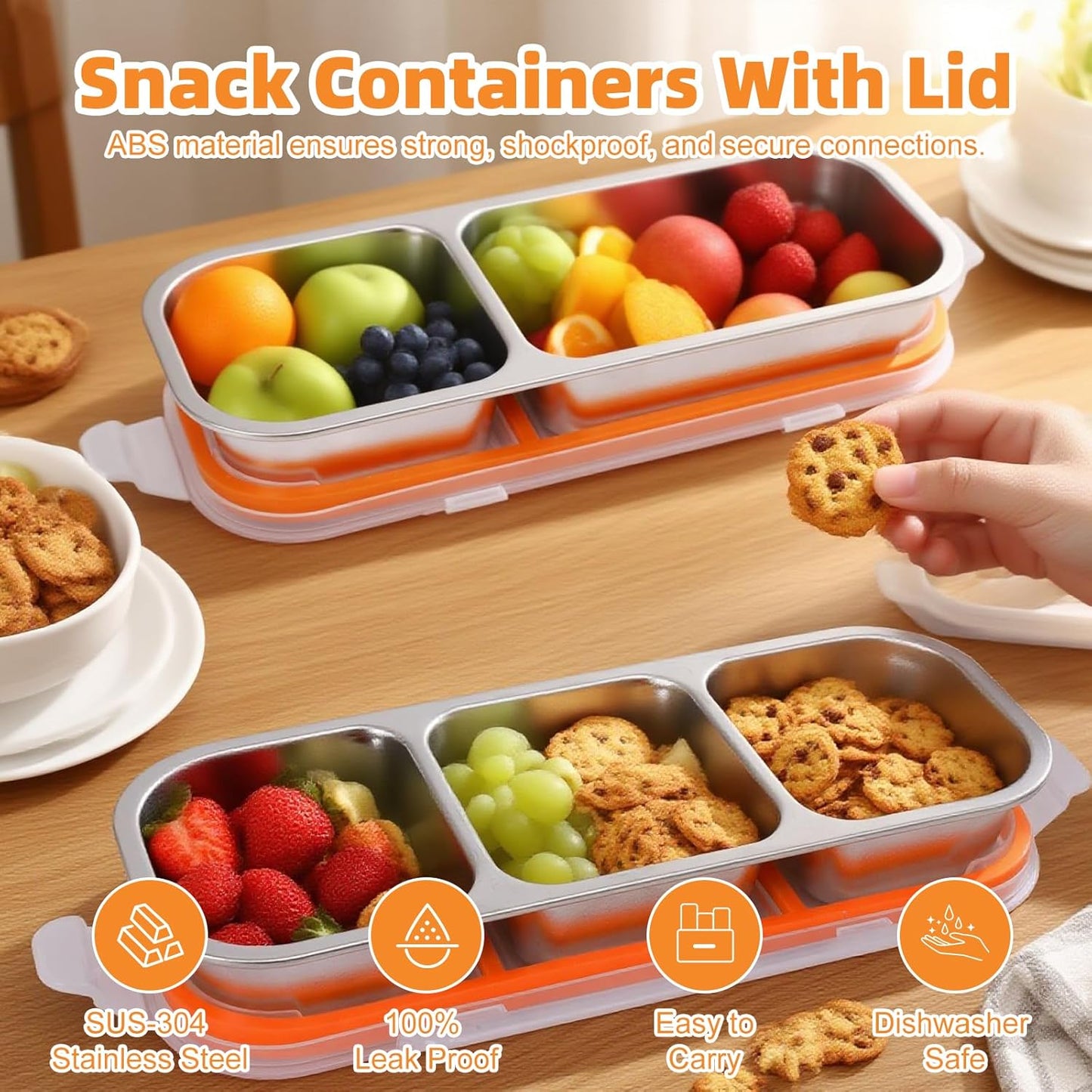Caja condimentos acero inox 3 compartimentos reutiliz.