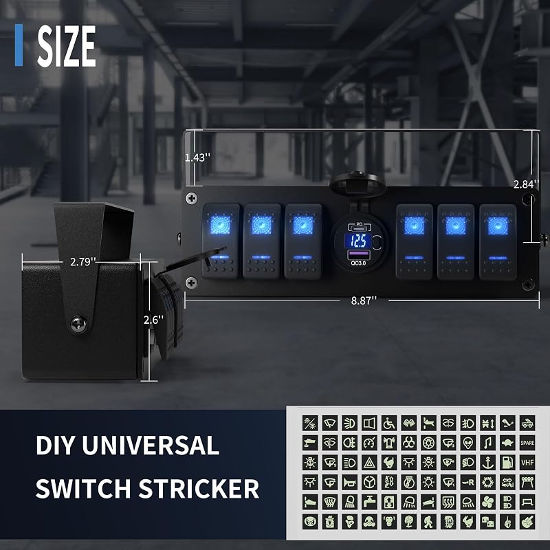 Caja interruptor basculante 12V con USB PD3.0