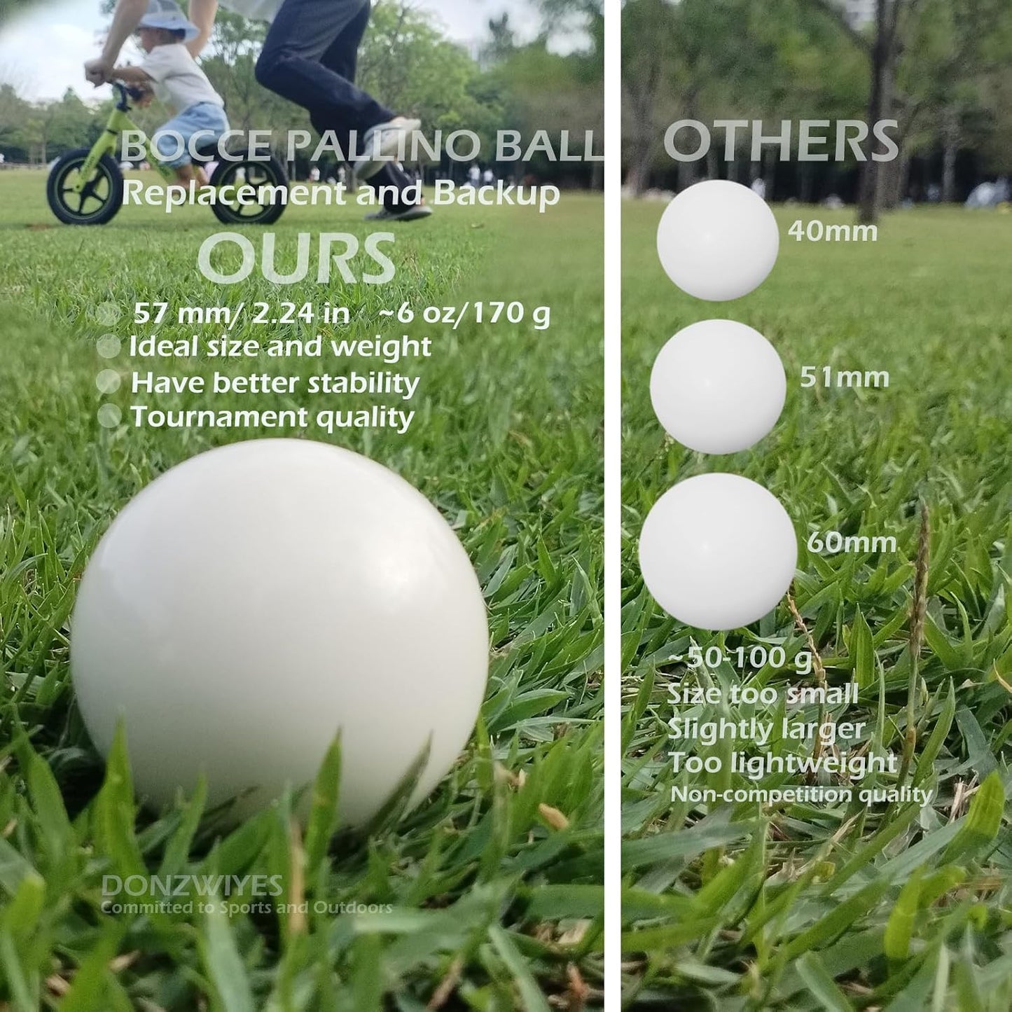 2 Pzas Pallino Bocce Ball Repuesto Juego Boule Blanco