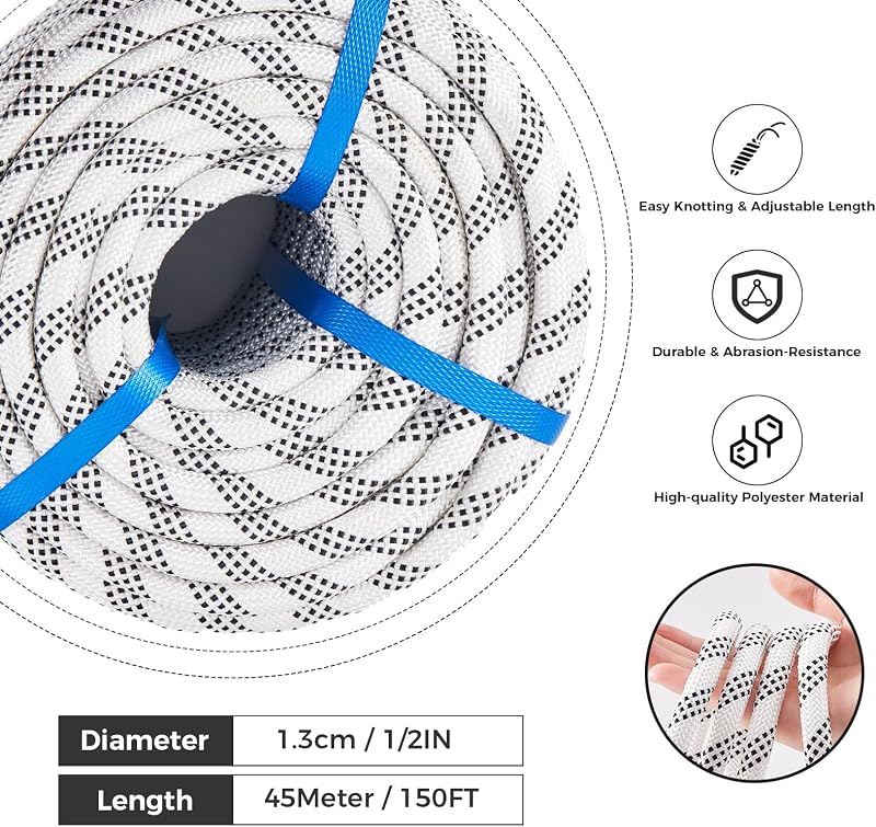 Cuerda arborista poliéster 1/2" 150ft resistente