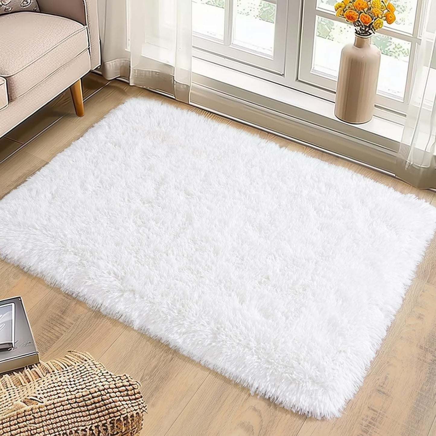 Alfombra lanuda suave moderna 2x3ft antideslizante
