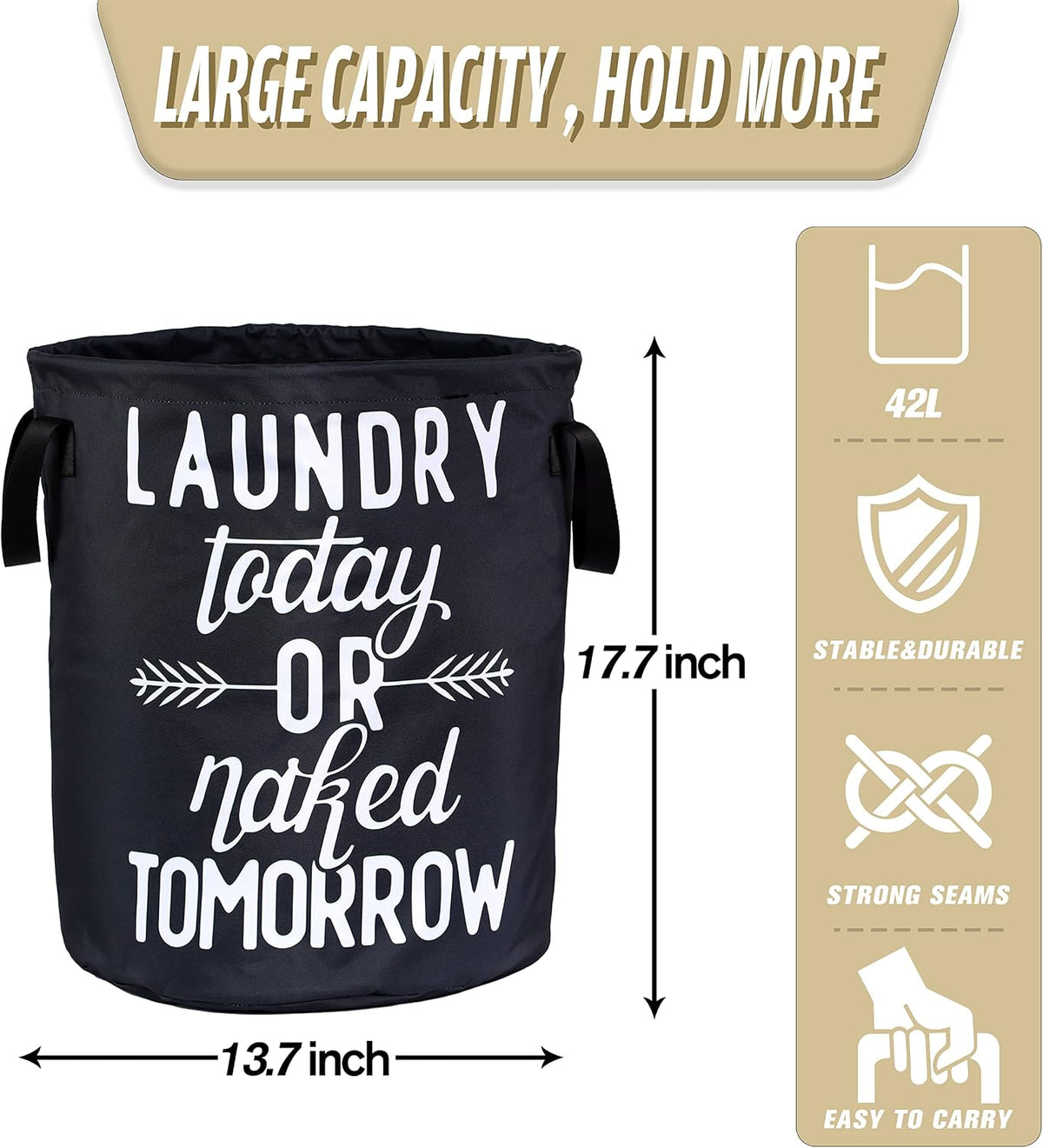 Cesta plegable tela Oxford para baño lavandería 17.7x13.7pulg