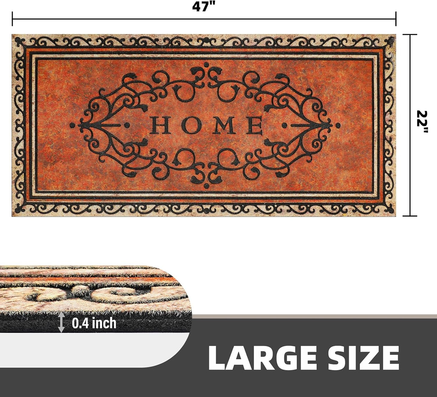 Tapete Bienvenida 47x22" antiderrap para puerta exterior