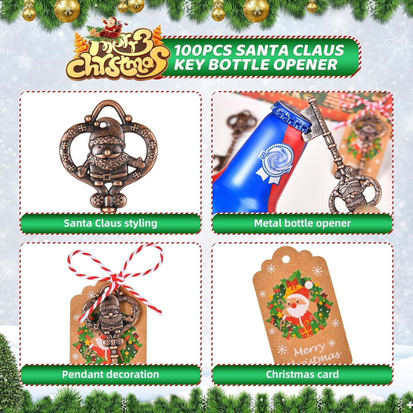 50 Abridores Botellas con Llave Temática Navidad