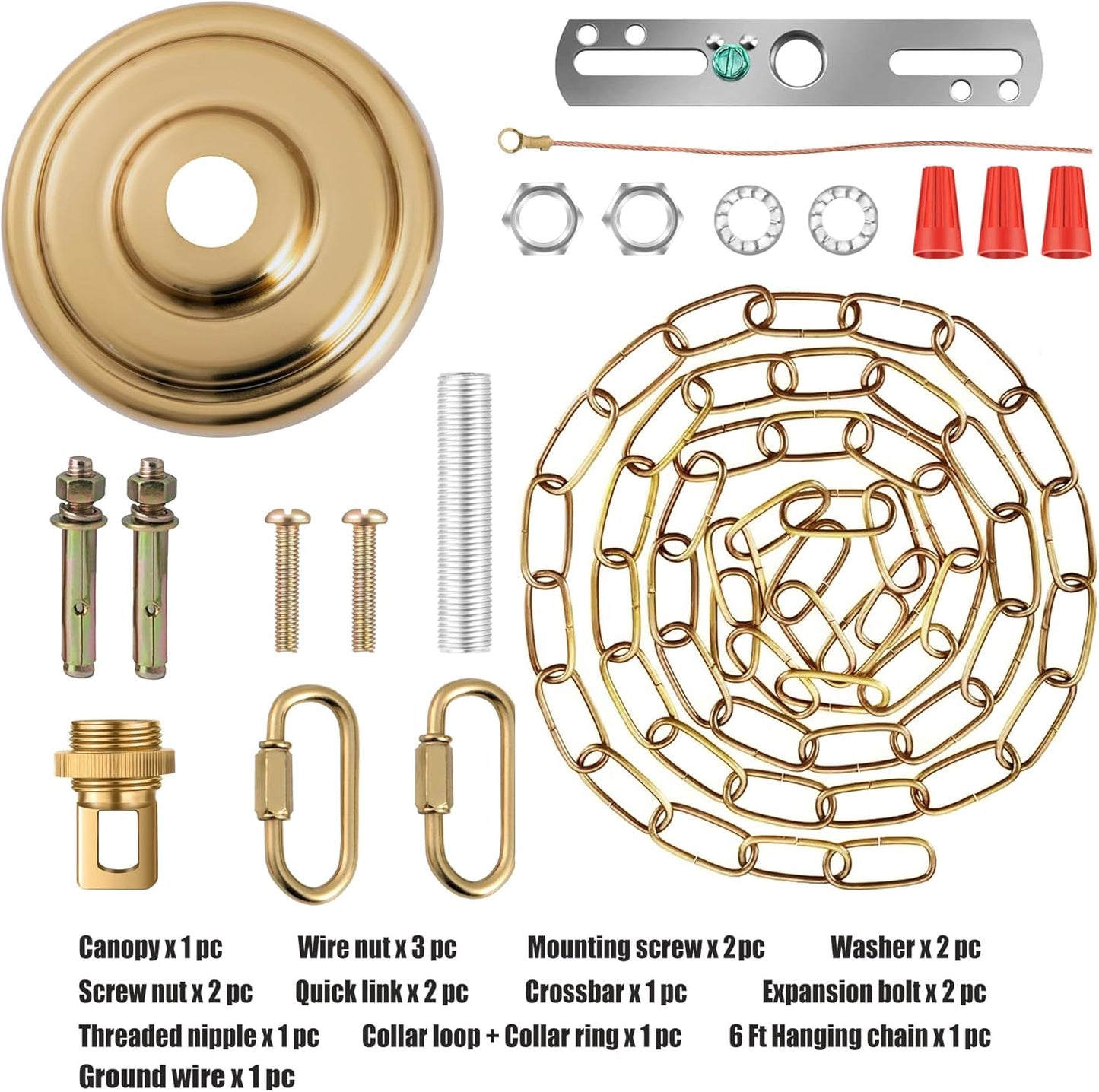 Kit toldo luz 6pulg cadena 6ft para candelabro ventilador techo