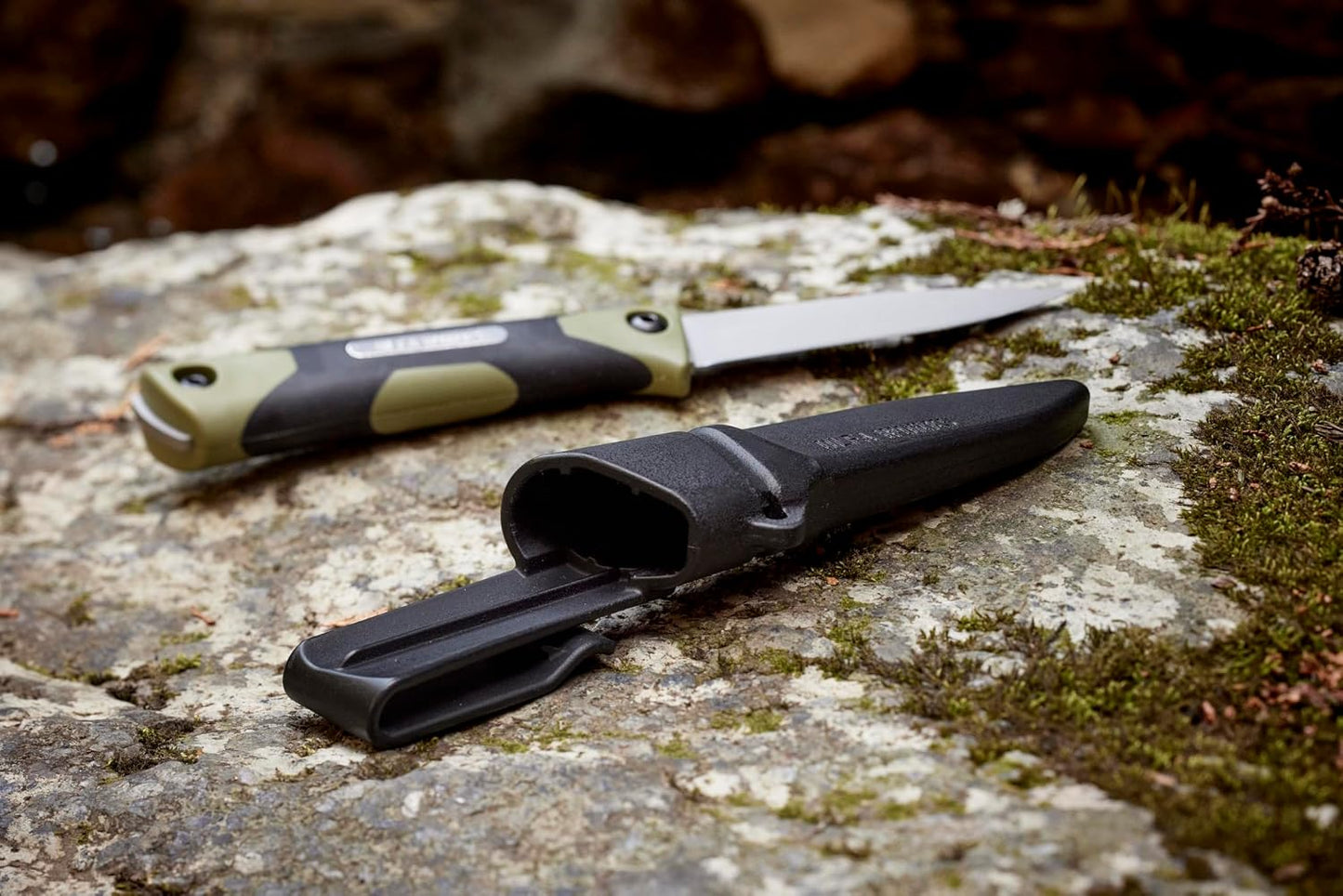 Cuchillo bushcraft acero inox 0.126pulg hoja arena con funda