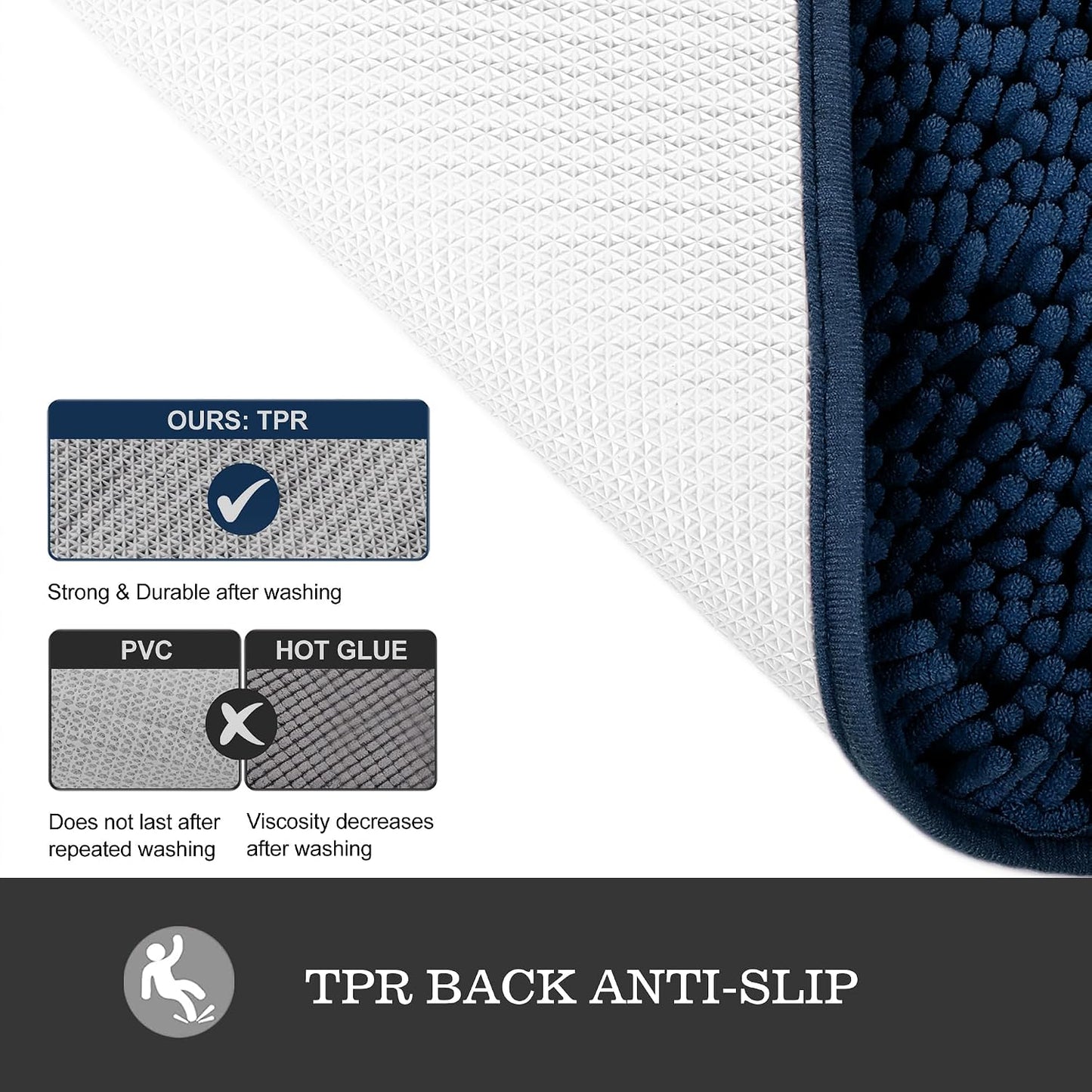 Tapete baño felpilla antiderrap 24x36pulg azul