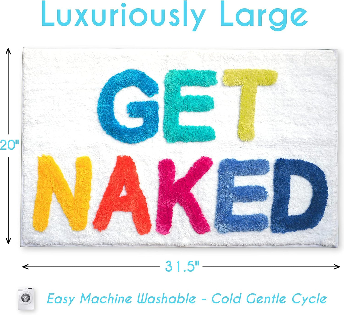 Alfombra baño antiderrap texto Get Nake 31.5x20"