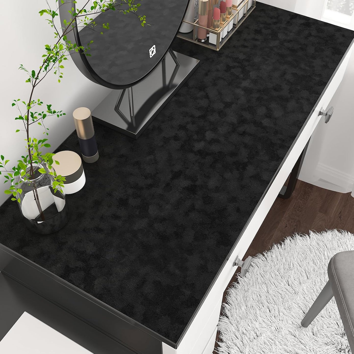 Forro terciopelo negro cajón textura suave