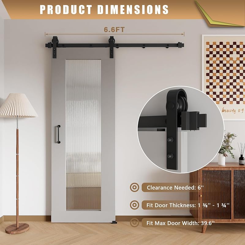 Kit riel puerta granero 6.6ft resistente para puerta 36-40