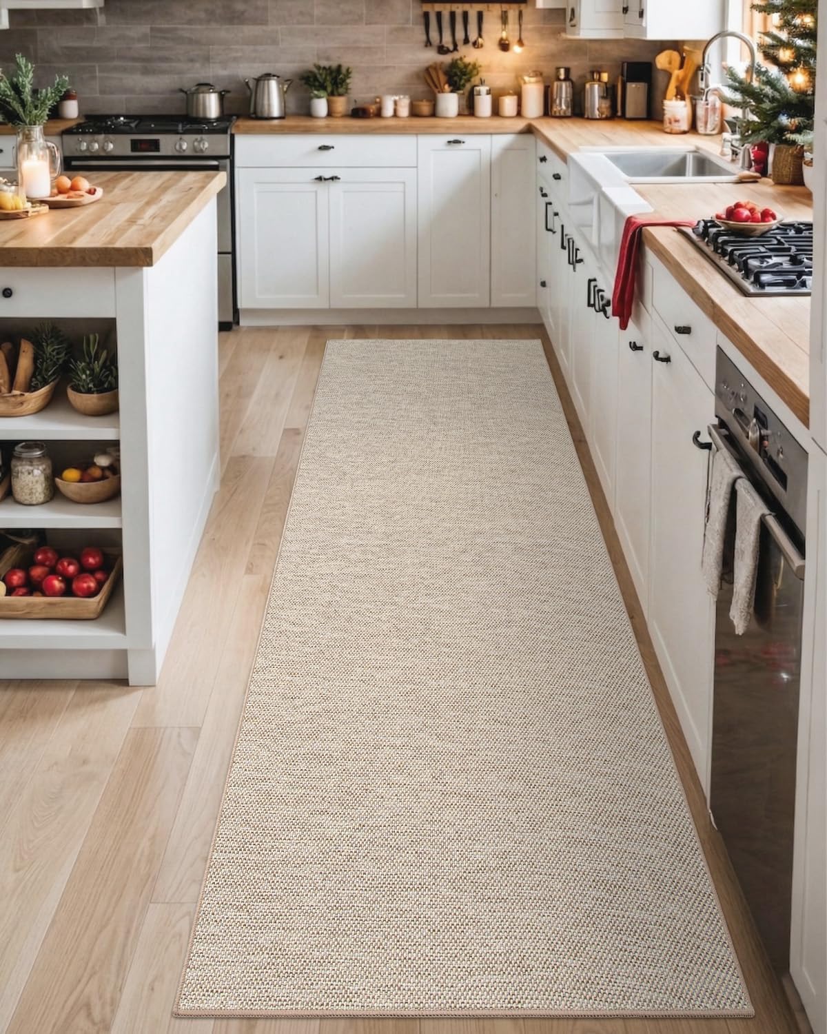 Tapete pasillo 2.3x8ft antiderrap lavable beige