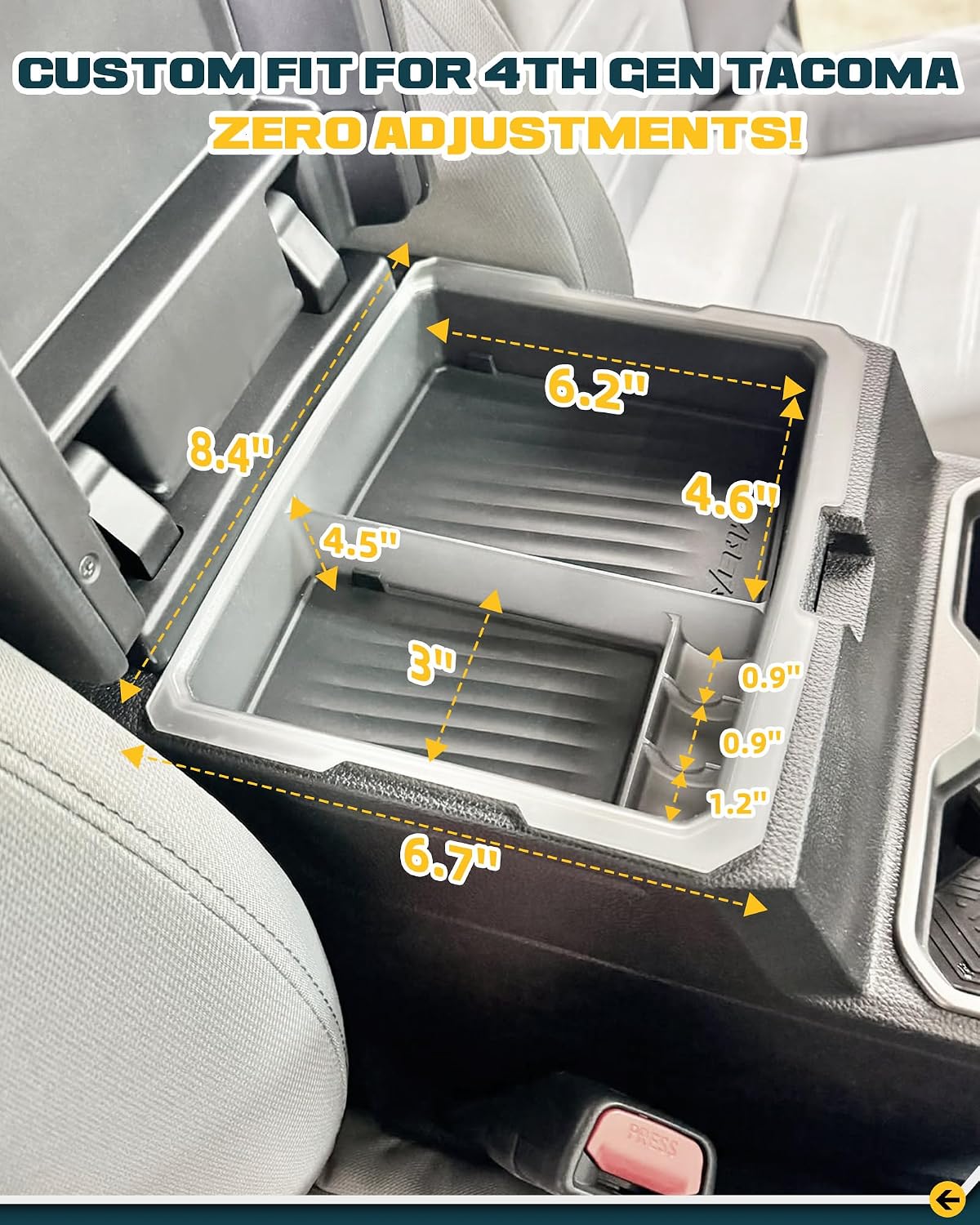 Organiz. consola Toyota Tacoma 4ª con bandeja almacenamiento