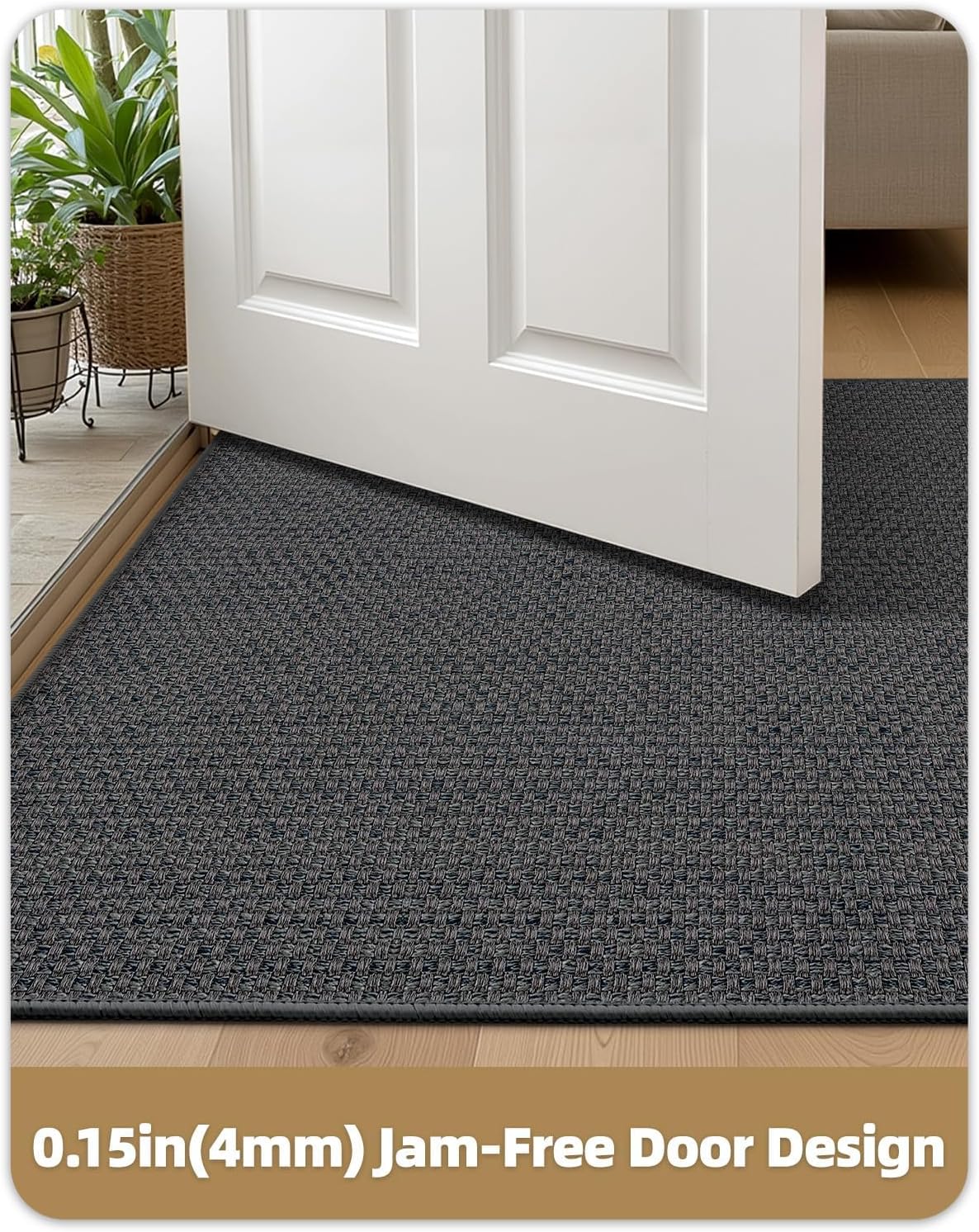 Tapete puerta 17x30" antiderrap gris geométrico