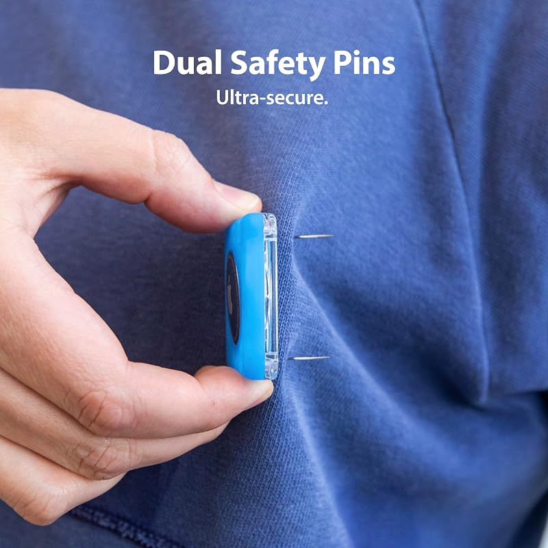 Pin seguridad Airtag para niños perfil bajo negro blanco