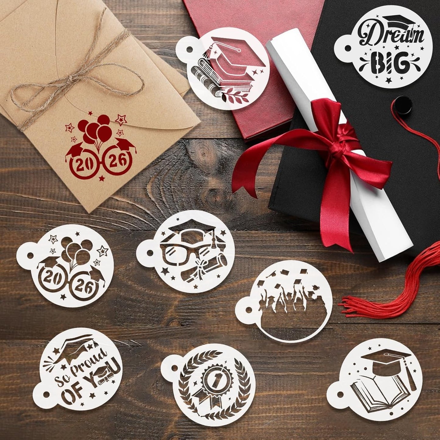 Plantilla galletas graduación 2.6pulg set 20 reutilizables