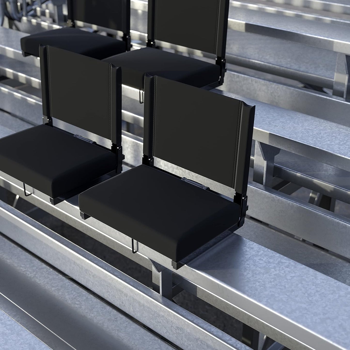 2 Sillas Estadio Acolchadas Plegables Negro 500lb