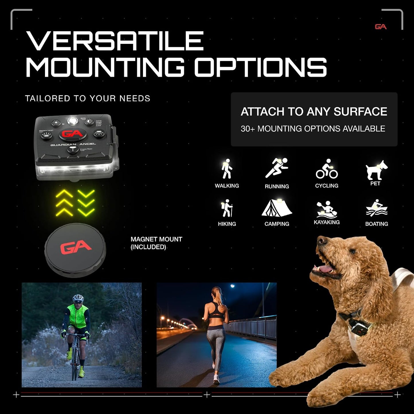 Luces LED recargables magnéticas para perros ciclismo