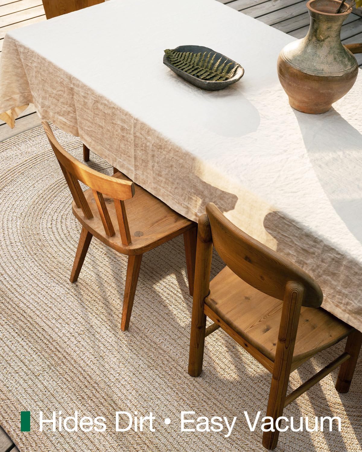 Alfombra yute ovalada 4x6ft sala comedor antiderrap