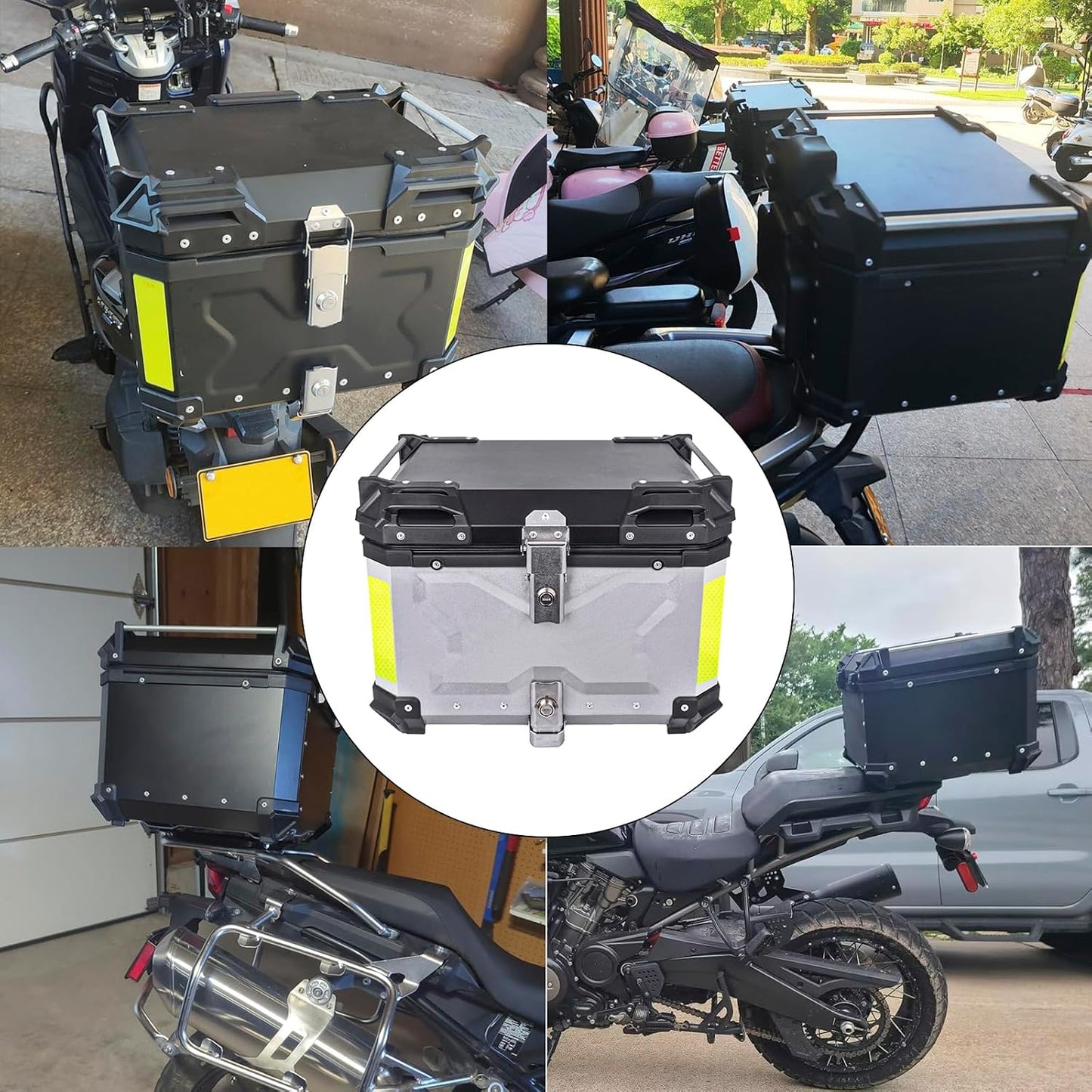 Caja superior para motocicleta 55l impermeable plateado