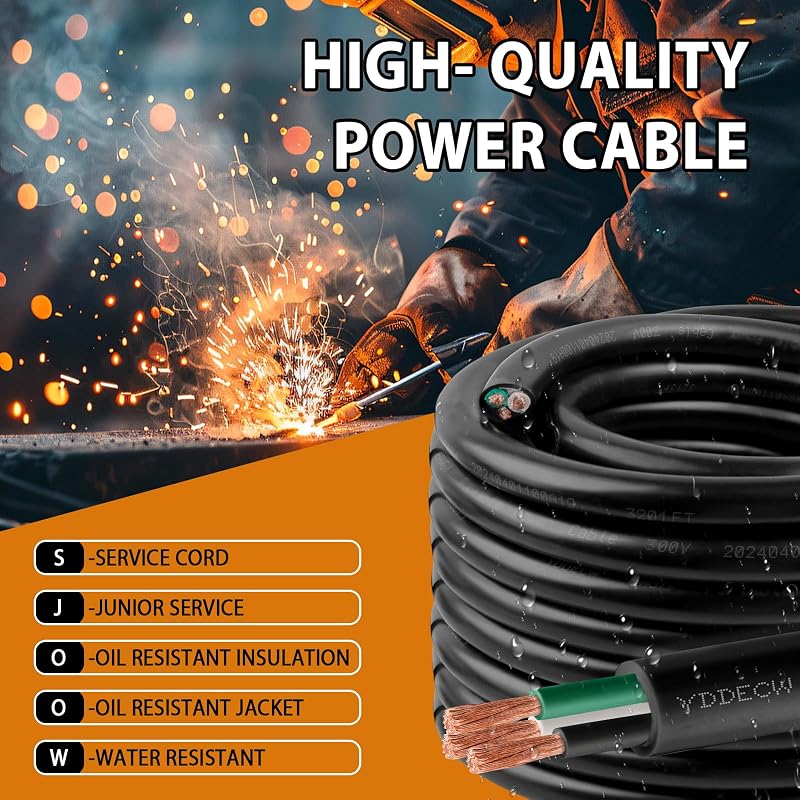 Cable eléctrico SJOOW 300V 14 AWG 150 ft 3 conductores